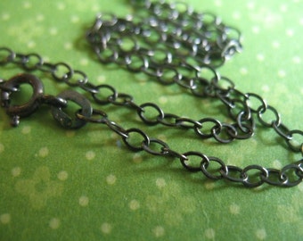 Oxidized Sterling Silver Chain - FINISHED Chain, Flat Cable, 1 pc, 3.5x2.5 mm, 24-36" inches, wholesale vintage d44 ox..solo..