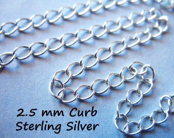 5 feet, Sterling Silver CURB Chain, 3.5x2.5 mm Cable Chain, Bulk Footage Extender Chain Unfinished Chain Jewelry Supplies ucc mmss m97 hp