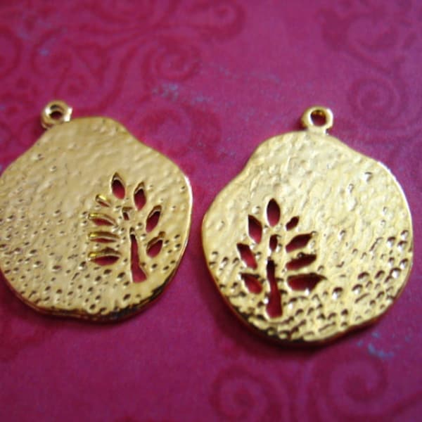 5-25 pcs, FERN Leaves Leaf BRANCH Pendants Charms Drops Dangles, Silver or Gold Plated, 21x17.5 mm, woodland organic nature wholesale