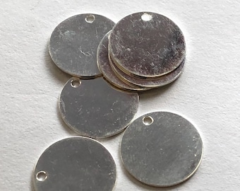 Piezas en bruto de plata de ley para estampar, 12,5 mm, calibre 24