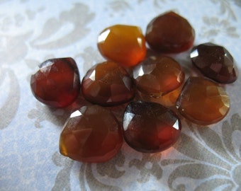 CHALCEDONY Briolette, Heart, Luxe AAA,Chocolate Caramel Brown, 10.5-12 mm, Faceted, wholesale beads 1012