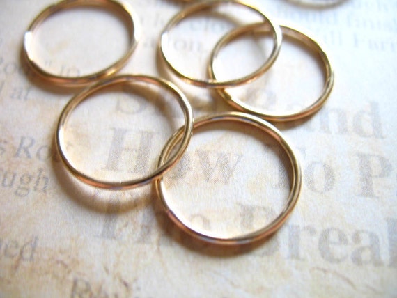 15mm 18K Gold Plated Textured Circle Connector Charms 