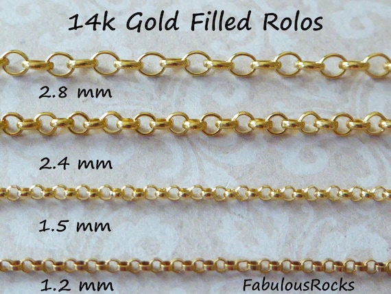 ROLO Chain by the Foot, 1 2 3 Mm 14k Gold Filled Rolo, Unfinished