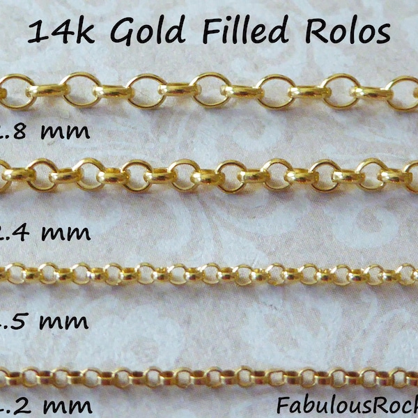 ROLO Chain by the Foot, 1 2 3 mm 14k Gold Filled Rolo, Unfinished Belcher Chain Rolo Chain Wholesale 14k GF  solo mgf10 sgf2 sgf7 m67 m63 q