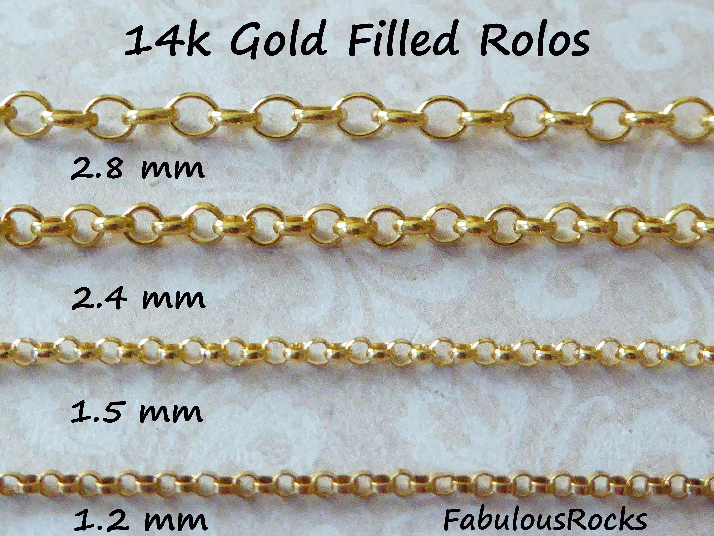 ROLO Chain by the Foot 1 2 3 Mm 14k Gold Filled Rolo Unfinished