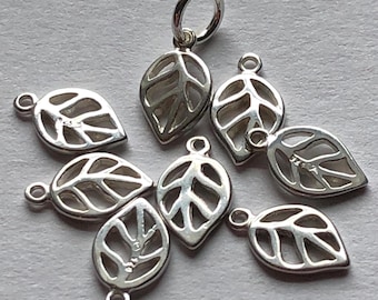 Sterlingzilveren bladbedelhanger: rustieke bossieraden (13 x 5 mm)