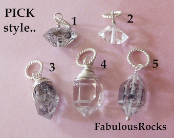 Herkimer Diamond Pendant: 14k Gold Fill or Sterling Silver Dangle