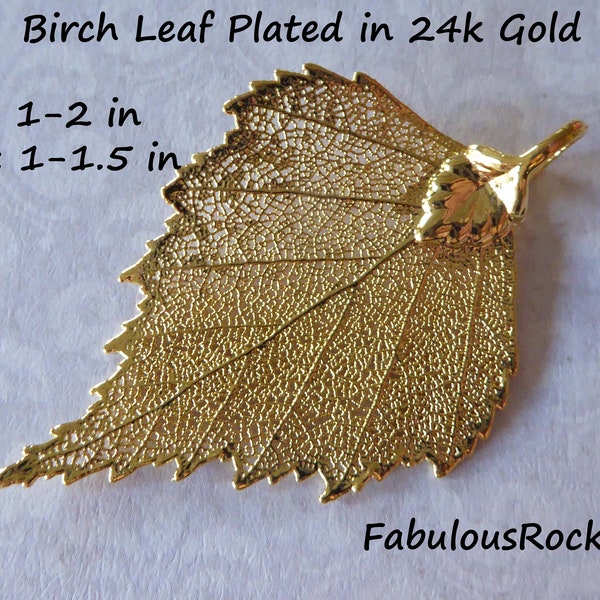 Gold BIRCH LEAF Pendant Charm / Genuine Real Leaf, 1-2" in / 24k Gold, Copper, Rose Gold, Silver Plated, gdc woodland nature bridal solo spl