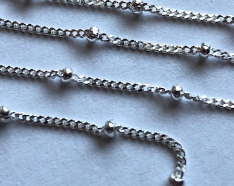 Catena satellitare in argento sterling da 3 piedi, 1 mm Catena satellitare in argento sterling da 3 piedi, 1 mm