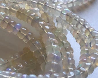 Ethiopian Opal Rondelle Beads: Smooth White Welo Gemstone (4-7 mm)