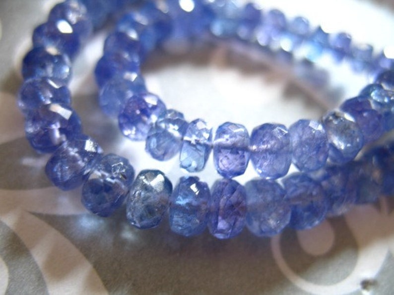 5-100 pcs / 3-4 mm TANZANITE Beads Rondelle Gemstones Semiprecious Gems / Periwinkle Blue, faceted, december birthstone brides 34 solo image 2