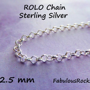 2.5 mm Rolo Chain, Sterling Silver Bulk Necklace Chain Wholesale Jewelry Chain Supplies / Bulk Discount  mmss m54 hp solo