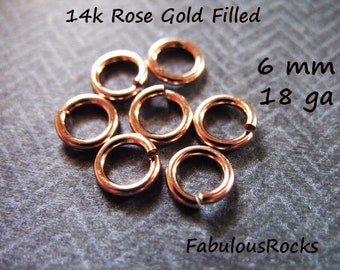 6mm, 18 gauge, 14k Rose Gold Filled jump rings, thick strong, wholesale findings  rg fc.m solo jr6