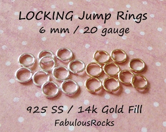 10-100 pc  14k Gold Filled LOCKING Jump Ring Jump Lock Jumpring Jumplock Bulk, Open 6 mm 20 gauge, Wholesale Jewelry Finding jr6 2t solo ool