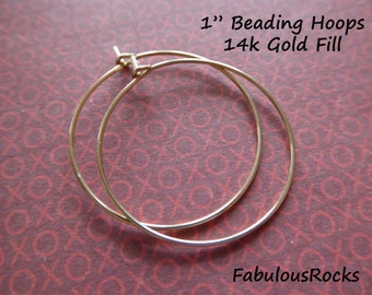 1-25 pairs / Small Gold HOOPS Earrings Ear Wire Earwire, 14k Gold Filled Hoops  25 mm, 1" inch, everyday hoop ihs.p ih gfh25 bh solo V1 aac
