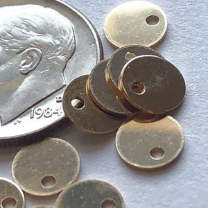 14k Gold Filled Round Blanks Disc Tags / 6 mm, 10-100 pcs, Circle Round Blank, Tiny Petite Wholesale, personalize blank6 v1 solo