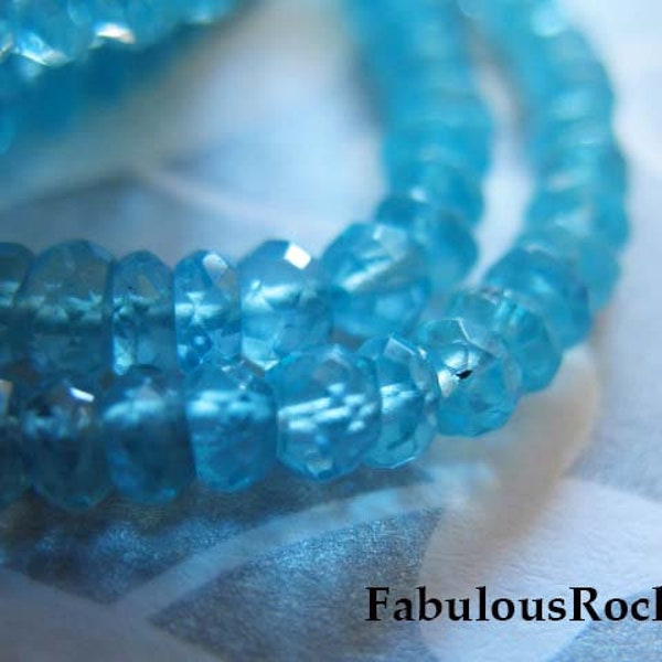 1/2 Strand - APATITE Beads Rondelles Gemstones Gems, Caribbean Apatite Roundell - Luxe AAA, 3 mm, Faceted - Aqua Blue bridal brides 34 solo