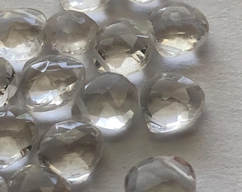 AAA Rock Crystal Heart Briolettes, Clear Quartz Gemstone (7-8 mm)