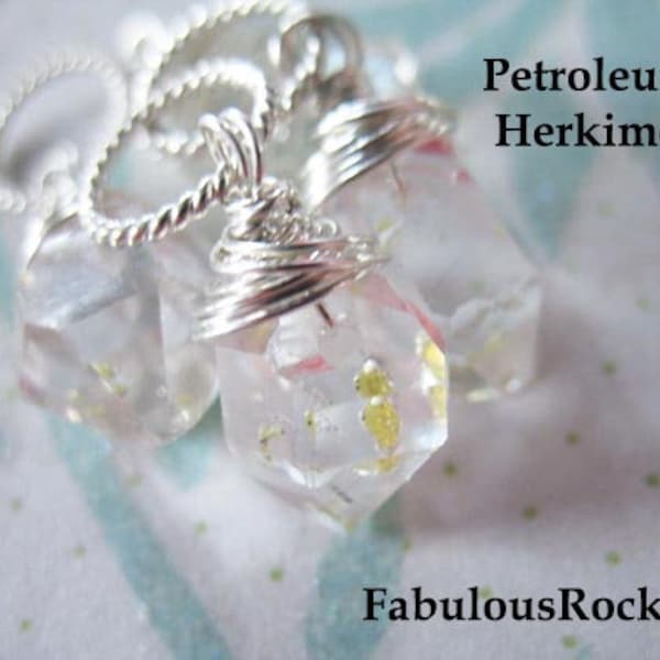 DIAMANT HERKIMER pendentif breloque Herkimer pépite Herkimer Pedras - cristal Herkimer w pétrole Inclusion, gemdone gd601 solo