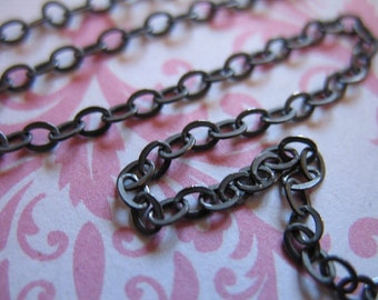 Oxidized Sterling Silver Cable, 3-50 feet, Flat Cable Necklace Chain Bulk, 3.5x2.5 mm, antique wholesale mmss m55 ox