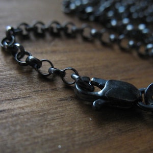 1 pc, 16 17 18 inch, Oxidized ROLO CHAIN, Sterling Silver Chain, 2 mm Rolo Finished Chain, vintage chain done.. d22.d solo..ox