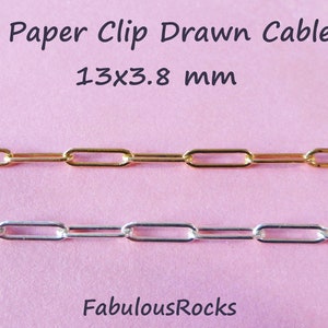 スターリングシルバーペーパークリップチェーン、13x3.8 mm ラージフラット長方形ドローイングペーパークリップジュエリーネックレスチェーン卸売米国製 L85 ll mgf ソロ q