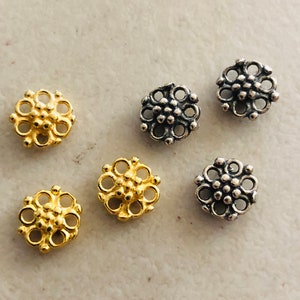 DAISY Links Connectors Stations, 8 mm, Dainty Petite artisan / 925 Sterling Silver or 24K Gold Vermeil, 2-20 pieces,  bali, neckconnst nc62