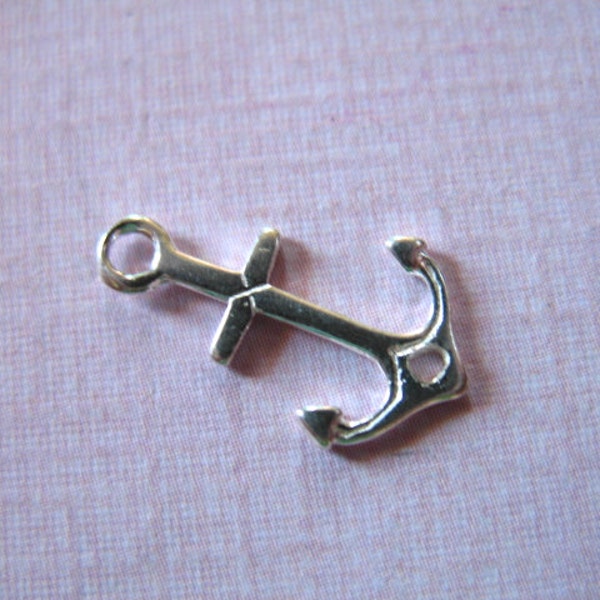 10-50 pcs Bulk, Sterling Silver ANCHOR Charm Pendant or Sideways Anchor, 15.5X9.5 mm, wholesale delta gamma dg solo