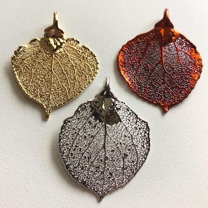 1-10 pcs / ASPEN LEAF Charm Pendant, Real Leaf /1-1.5&quot; inch, SMALL, Fine Silver, 24k Gold, Copper, or Rose Gold Plated Geuine Leaf / bridal