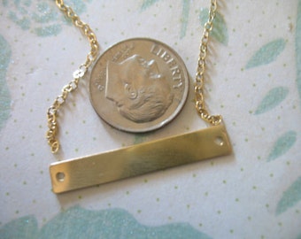 Gold Bar Blank Pendant Charm, ID BAR, 14k Gold Filled or Sterling Silver, 24 gauge, 30.5x5 mm, Personalize Stamping 2h solo