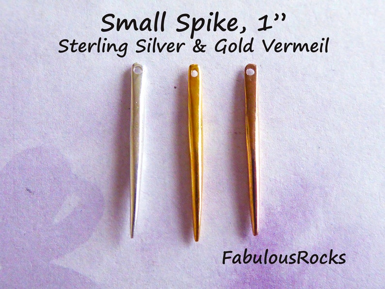 1 inch 25 mm Small Skinny SPIKE Dagger Point Needle Charm Pendant Sterling Silver or 24k Gold Vermeil sp.s art 2 pcs Spike