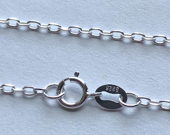Sterling Silver Flat Cable Chain Necklace, Polished or Oxidized