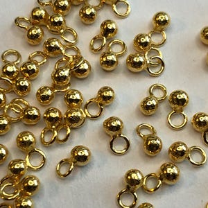 5-100 pcs, Gold Ball Drops Dangles Earring Necklace Pendants Charms, 24k Gold Vermeil, 5x2 mm, wholesale organic artisan vsb103