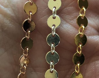 4 mm Pailletten-Kette: Sterling Silber oder Gold Filled Disc Kette