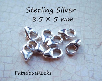 10-100 pcs, 925 Sterling Silver Lobster Claw Clasps Trigger Clasps Bulk, 8.5x5 mm Wholesale Jewelry Findings hp fc.s lc.1