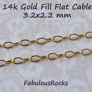 Gold Filled Chain, 2.2 Flat Cable CHAIN Wholesale Chain Bulk Footage Necklace Chain Bracelet Jewelry Chain mgf60 m60 solo