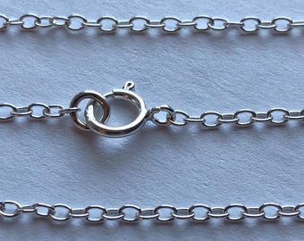 36 Inch Sterling Silver Round Cable Chain, Ready to Wear