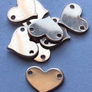 2-25 pcs / Gold Fill or Sterling Silver Heart Charm Pendant Blank/ 10x8 mm, 1 or 2 Hole Heart, 24 ga / Charlize Theron necklace  ct.10
