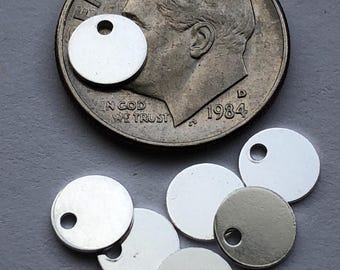 Sterling Silver Stamping Blanks – Round Metal Tags (6 or 9 mm)