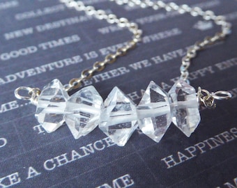 Herkimer Diamond Beads Nuggets Crystals Diamond - Bar Necklace Pendant - Gemstone Jewelry - april birthstone jewelry healing crystal hj solo