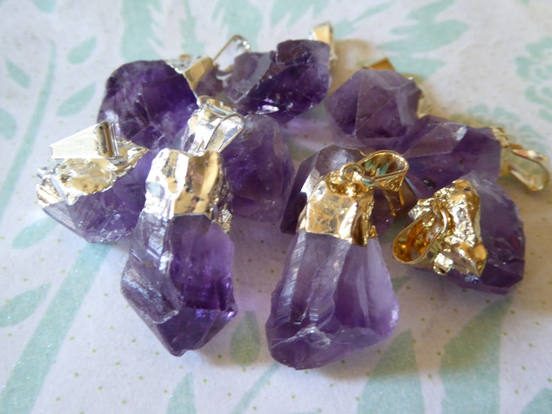 Organic Silver or Gold Electroplated RAW CITRINE Quartz POINT Pendant Charms Drop 25-30+ mm bohomian ap ap70.8 solo Clearance.