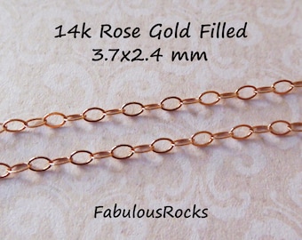 14k Rose Gold Filled Necklace Chain, 2.4 mm Trace Chain - USA Made