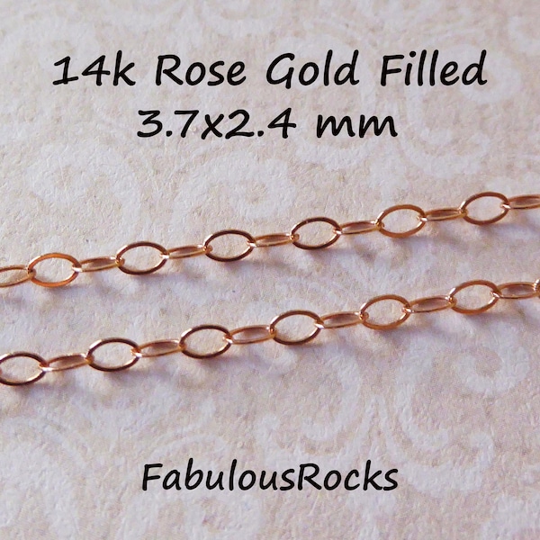 Wholesale Necklace Chain Jewelry Chain, 14k Rose Gold Filled Chain, 2.4 mm Trace Chain  Unfinished Bulk Footage USA made / fcc solo m3 mgf3