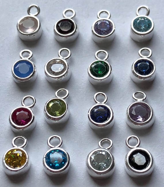 Sterling Silver Gemstone Charm, Bezel Set Pendant (8.5x5.5 mm)