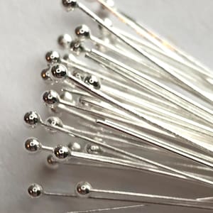 28 gauge Sterling Silver Head Pins Ball Headpins, 100 pcs, 25 mm, 1&quot;  inch, wholesale sale hp SHP28.25