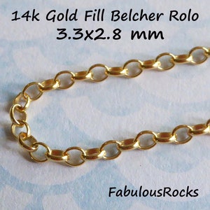 Extender Chain, 14k Gold Filled Chain by the foot, 3.3x2.8 mm ROLO Chain Belcher Chain Wholesale Unfinished Necklace Chain  mgf63 z solo