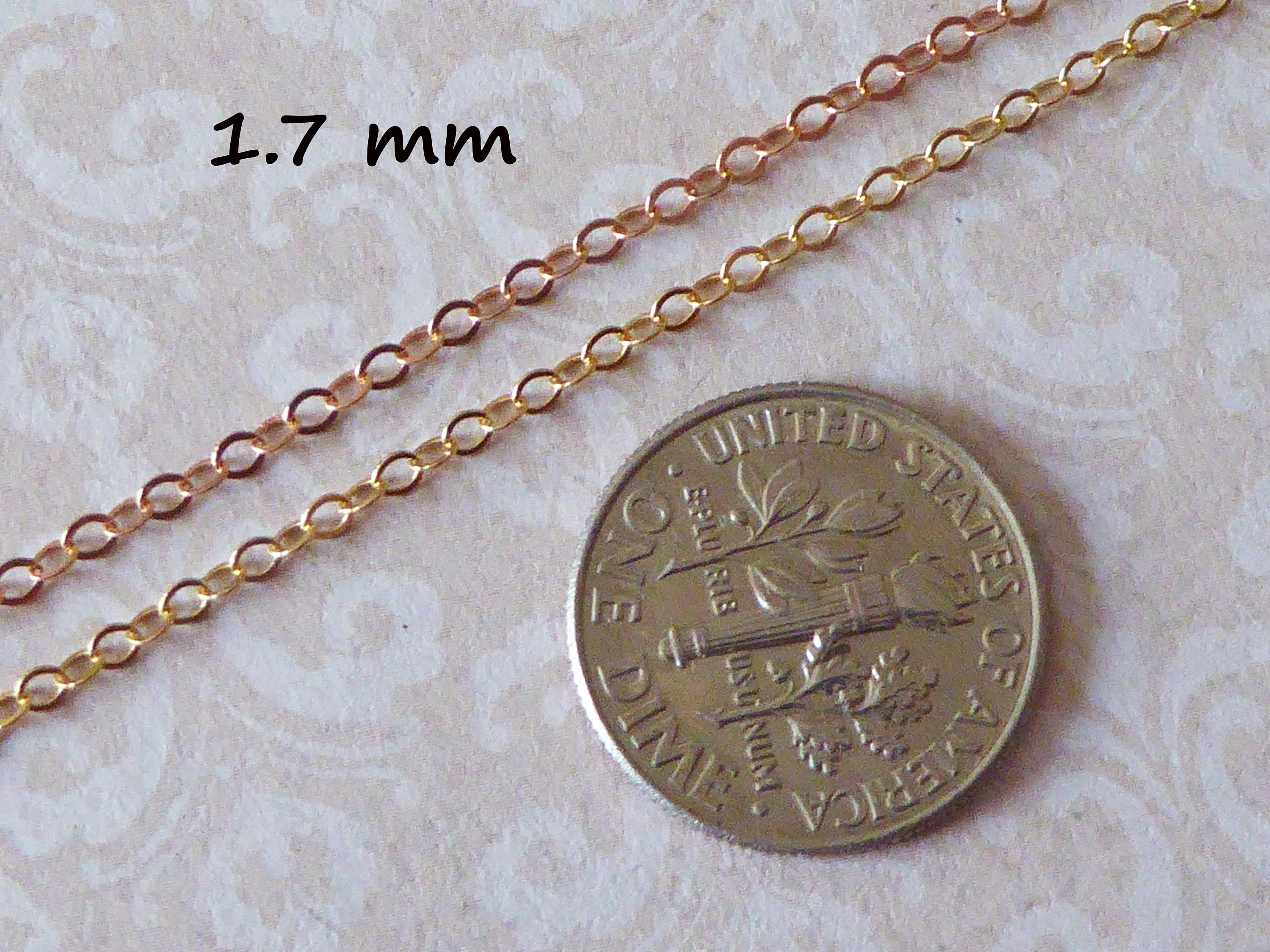 Gold Chain, 14k Gold Fill Cable Chain, Flat Cable Trace Chain, 1.7