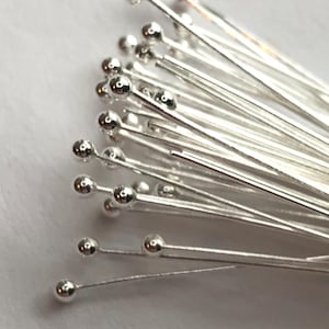28 gauge, Sterling Silver Ball Head Pins / 25 mm, 1 inch / 925 SS Ball Headpins / bulk wholesale jewelry supplies SHP28.25 hp