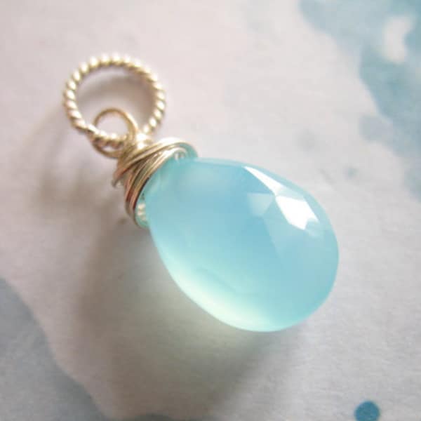 Pendentif CALCÉDOINE ajouter un Drop boucles / AQUA BLUE, 20-22 mm, argent ou or remplir / cadeau pour son fdv1.v3 sous 10 gemdone gd