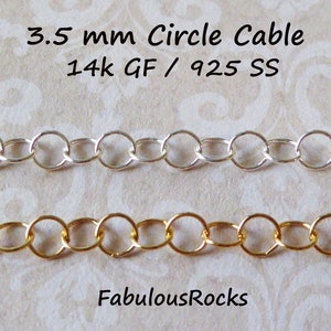 14k Gold Filled Chain by the Foot, 3.5 mm Round Circle Necklace Chain, Extender Chain Jewelry Chain Bulk Unfinished Chain m9 mgf9